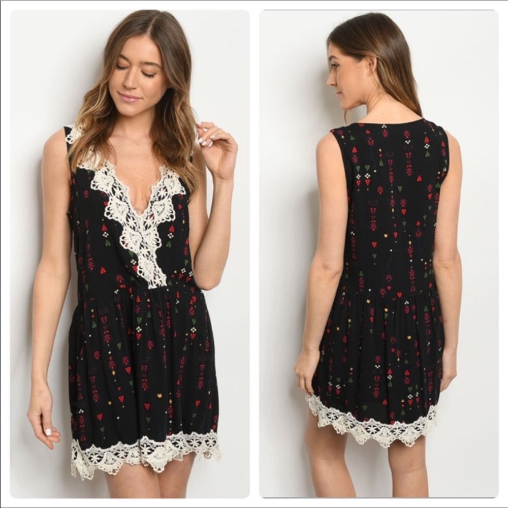 Black print dress